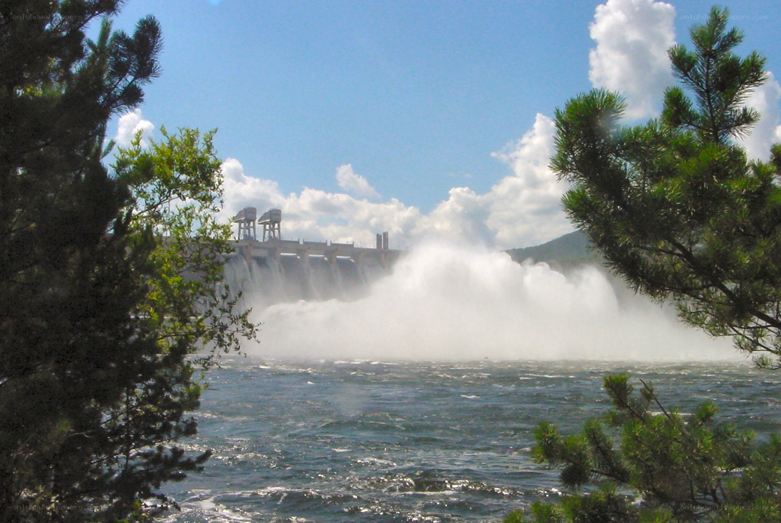 Dam releasing water