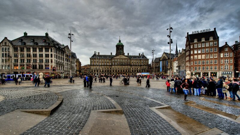 Dam Square in Amsterdam — Gray