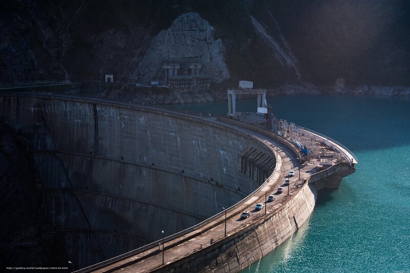 Dam with Cars — Blue