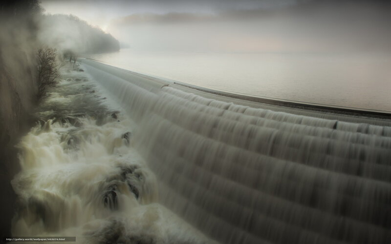Dam with Cascading Water — Gray