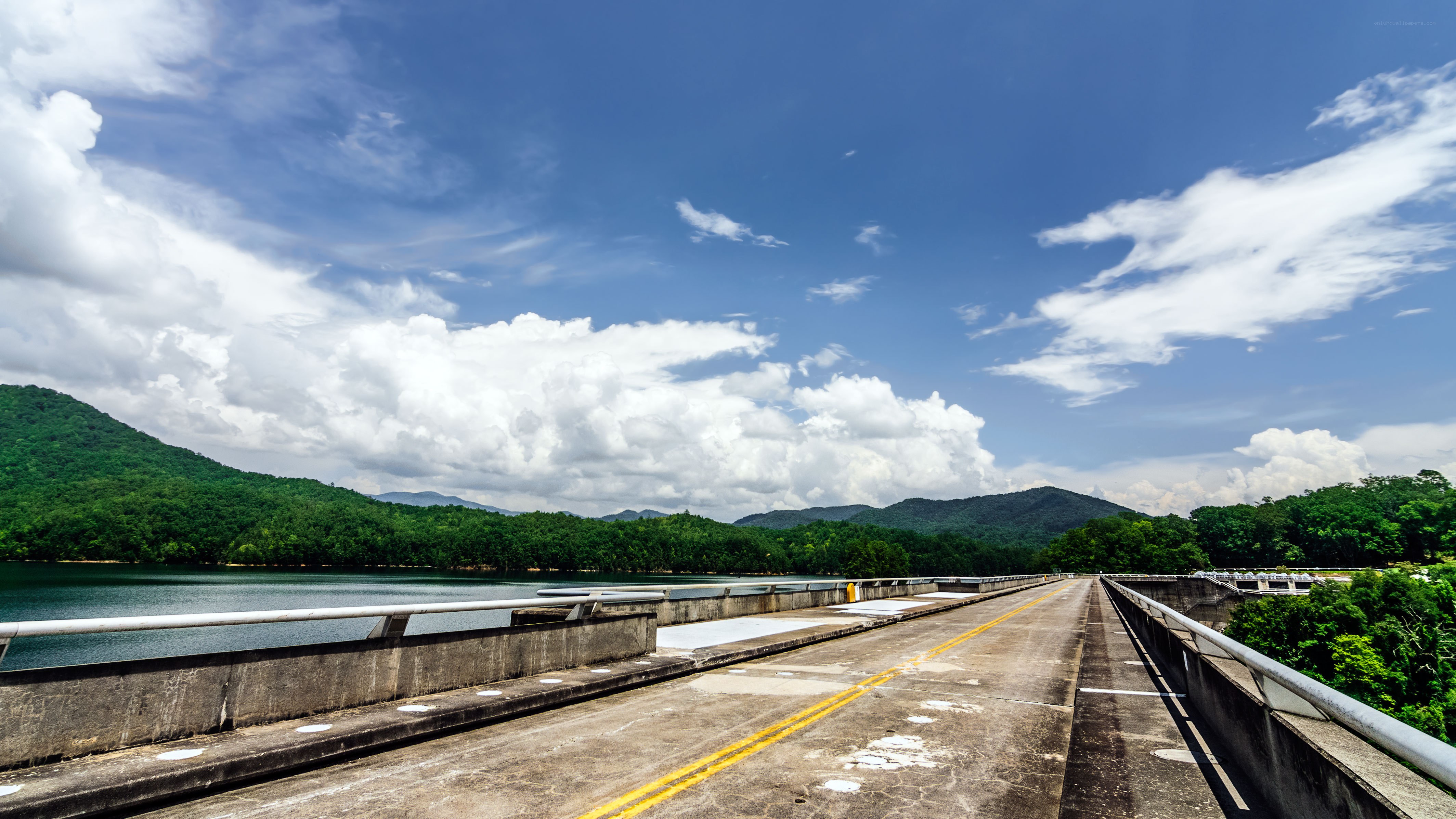 Dam with lake and mountains
