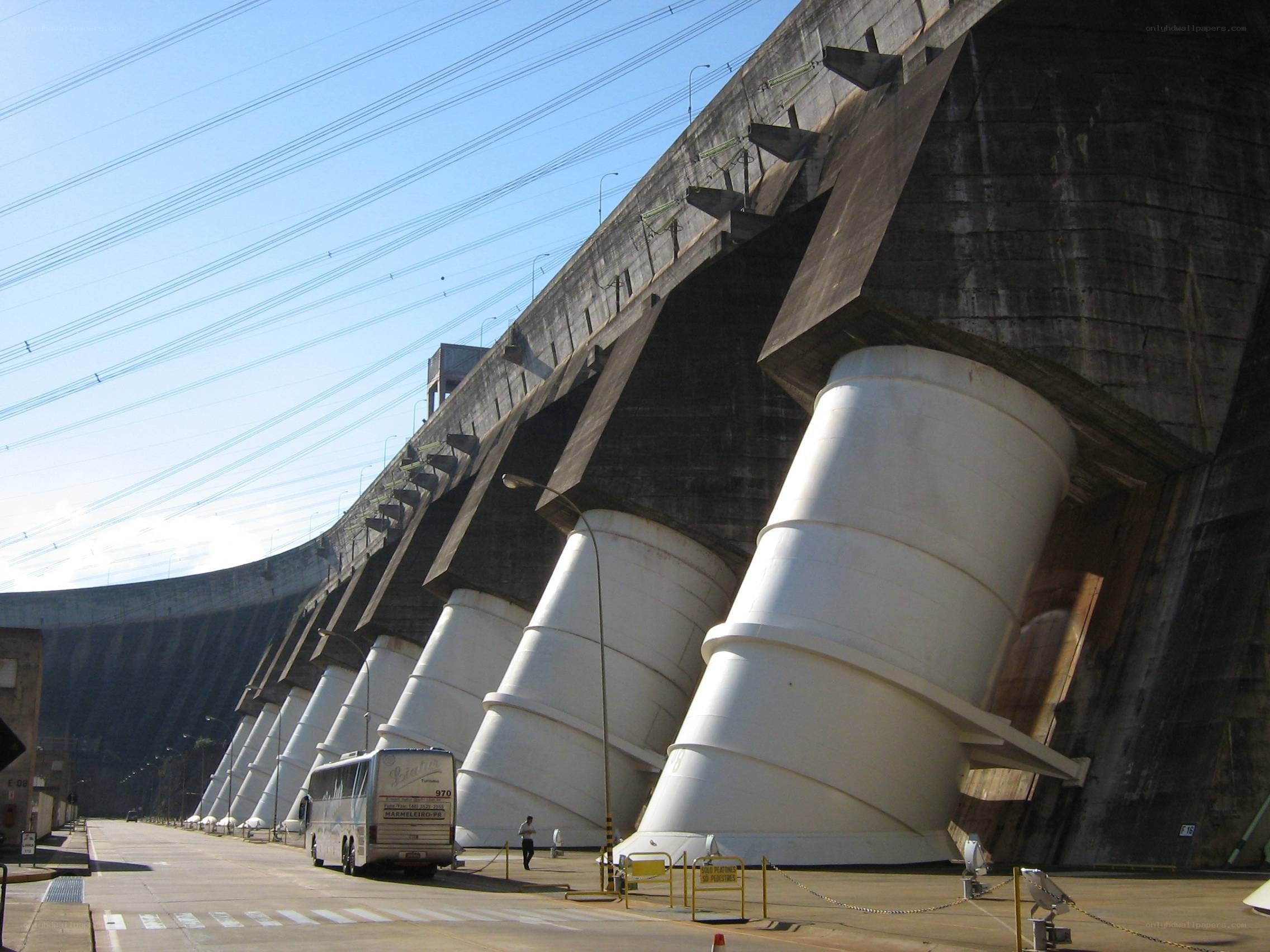 Dam with large pipes