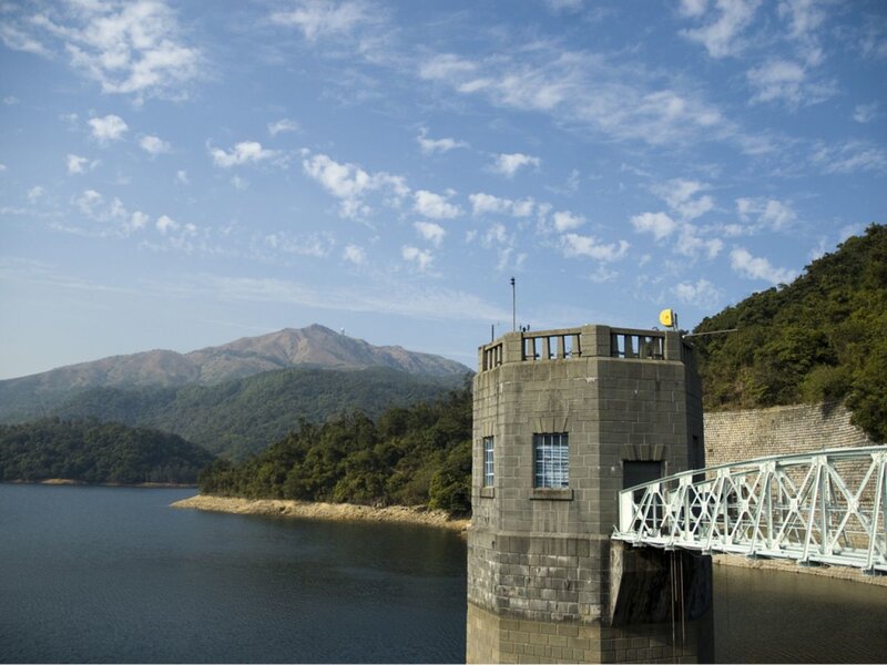 Dam with mountain view