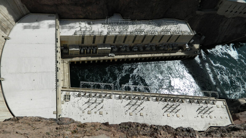 Dam with Water Flow — Gray