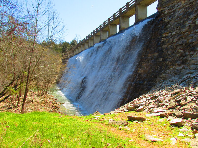Dam with Waterfall — Green, Serene