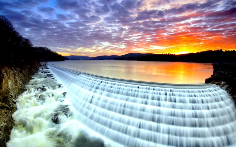 Dam with Waterfall — Orange