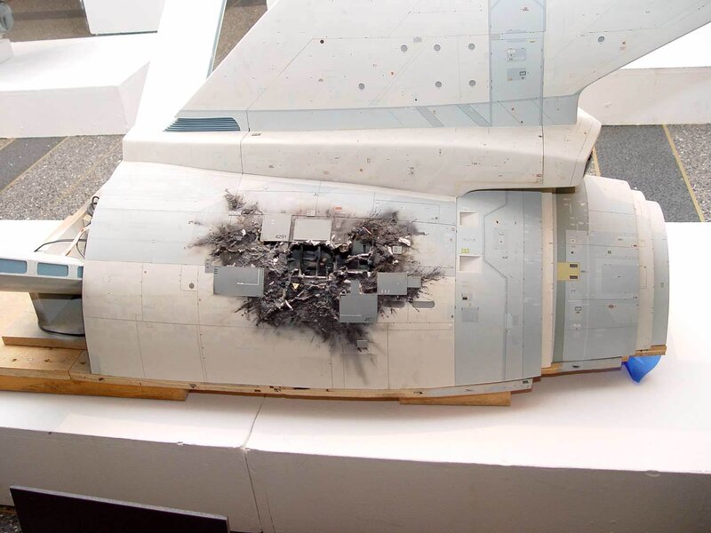 damaged aircraft fuselage section