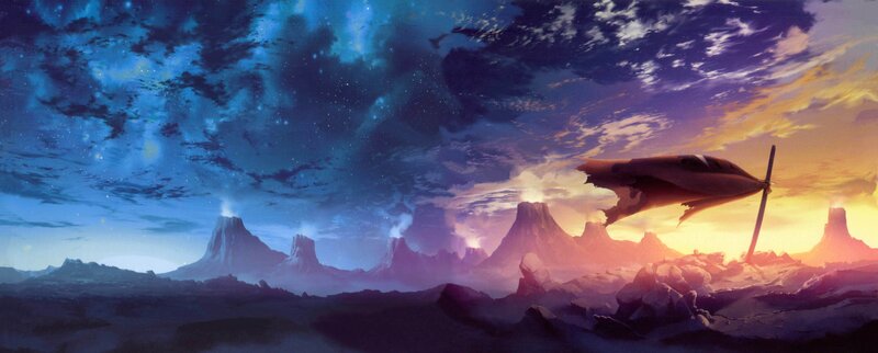 Damaged Aircraft on Alien Planet