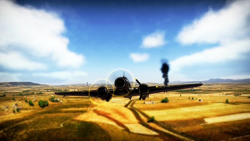 Damaged Bomber Aircraft — Blue, Dramatic