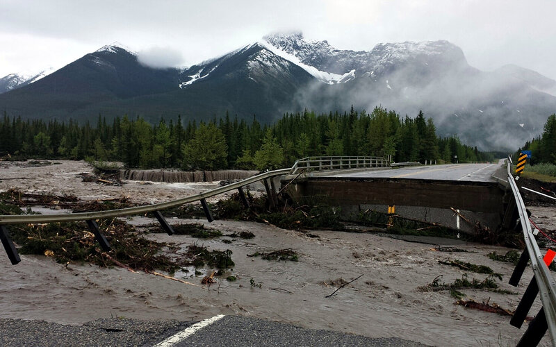 Damaged Bridge in Flood