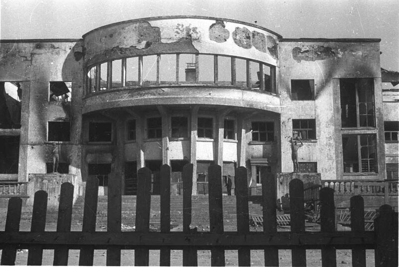 Damaged building after conflict
