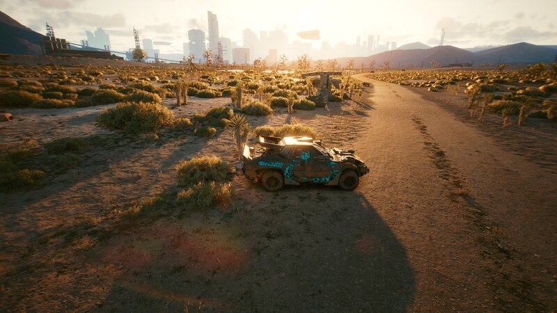 Damaged Car in Desert — Brown
