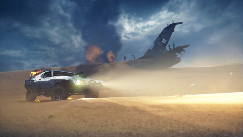 Damaged Car in Desert