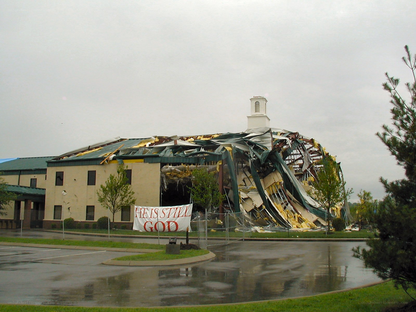 Damaged church building
