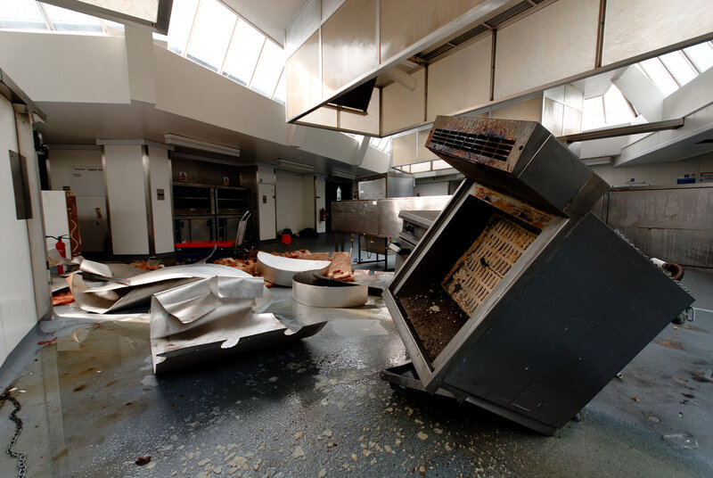 Damaged commercial kitchen
