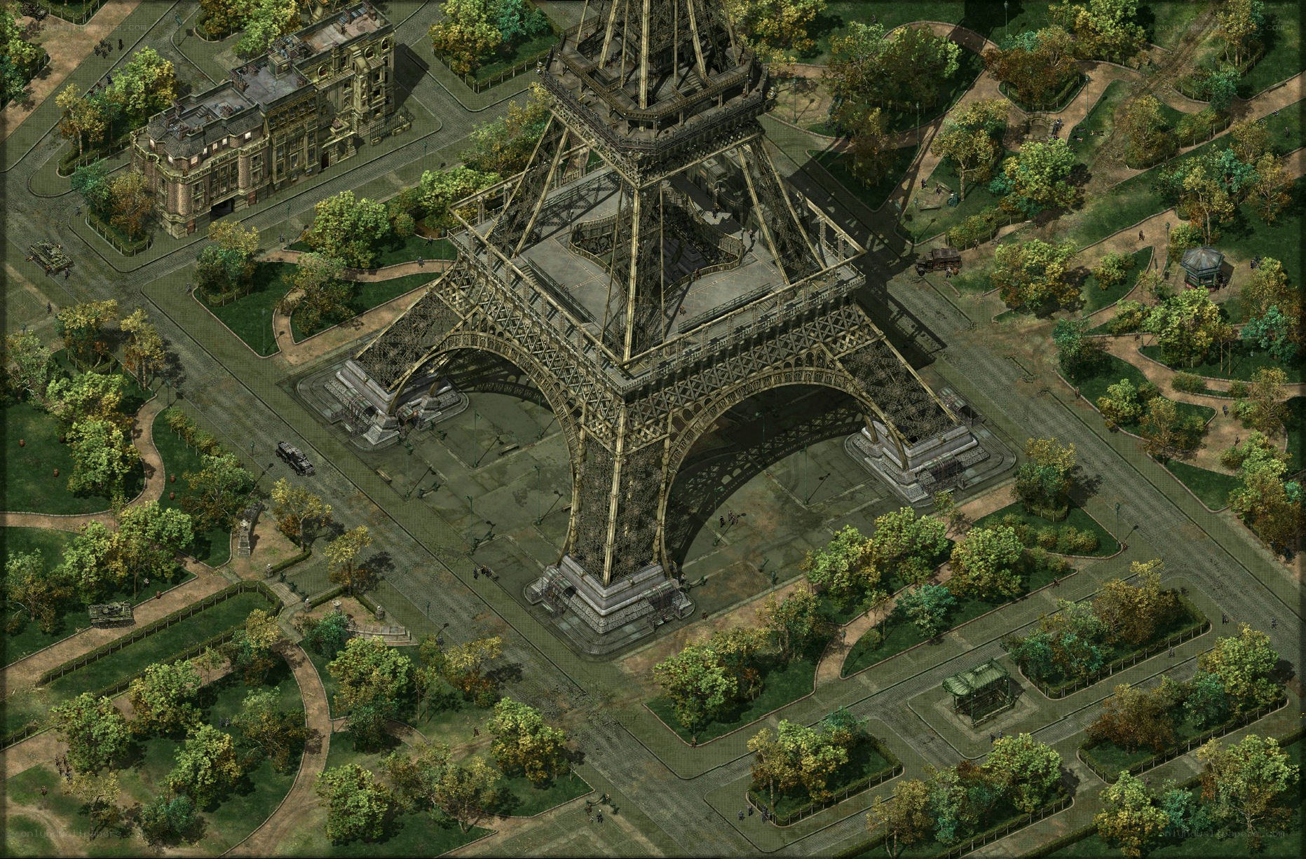 Damaged Eiffel Tower in Paris