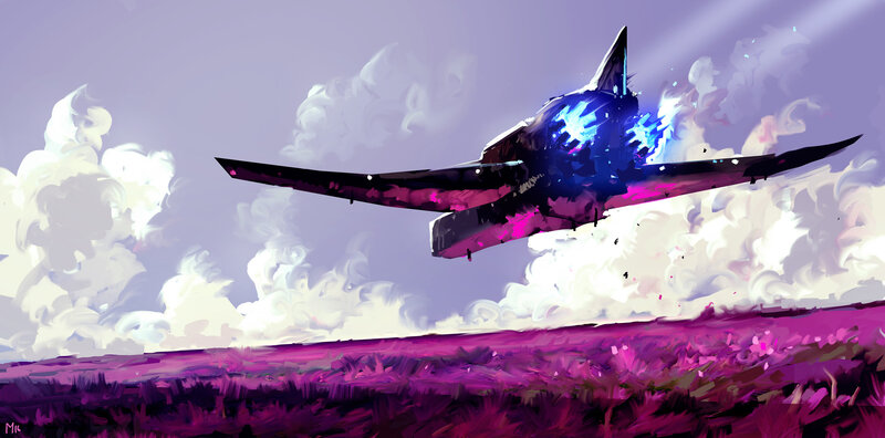 Damaged Fighter Jet — Purple
