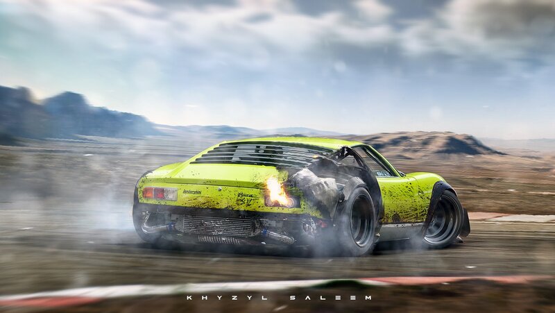 Damaged Green Car