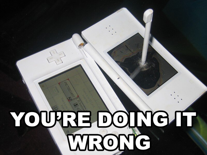 damaged handheld console
