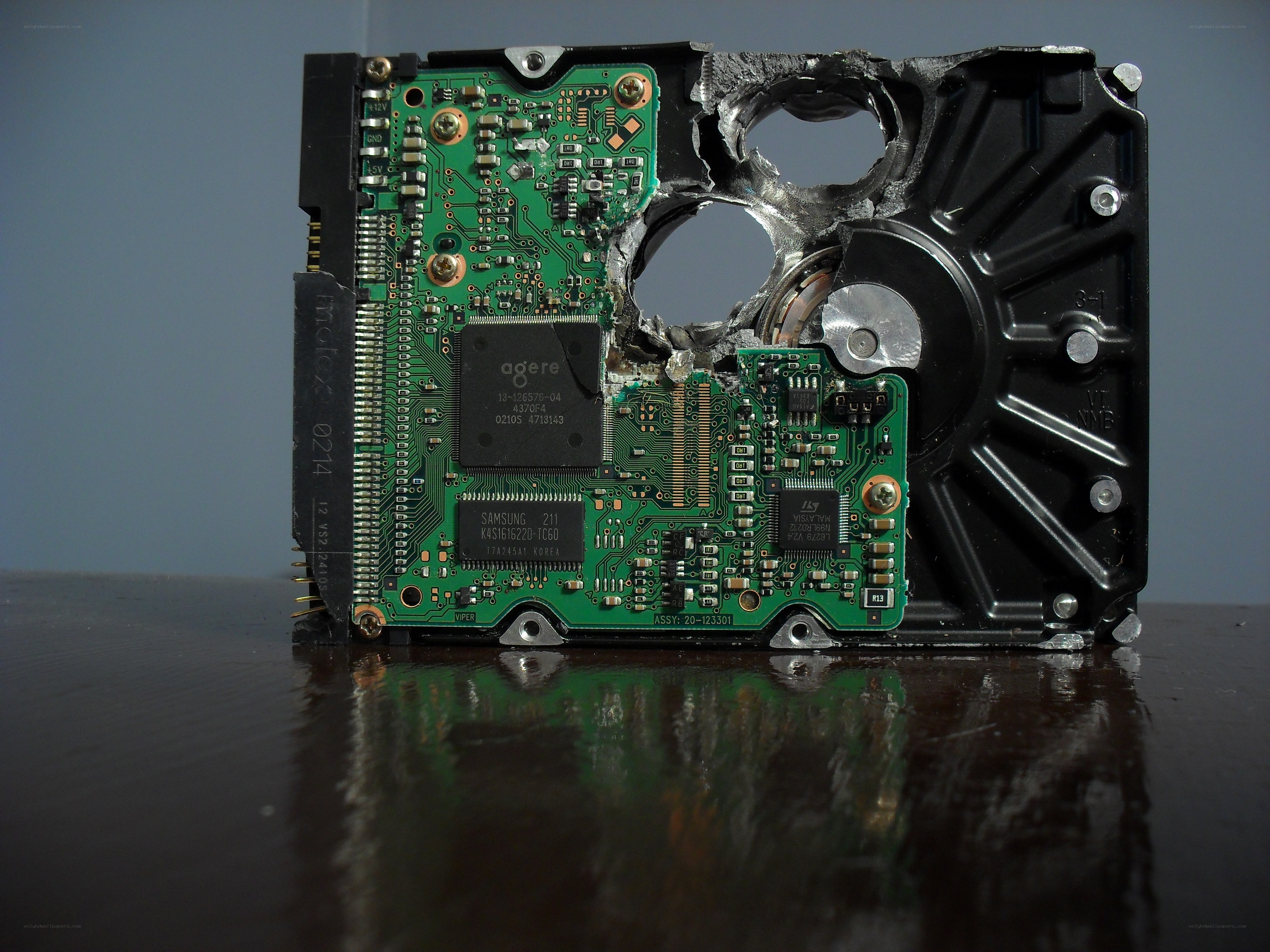 Damaged hard drive circuit board