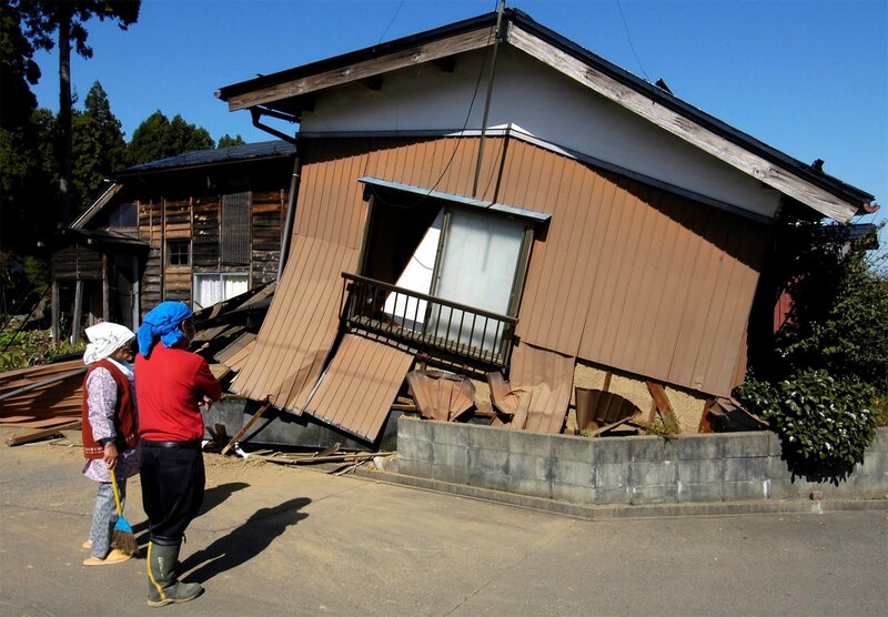 Damaged House and People