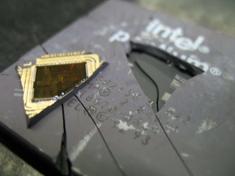 Damaged Intel processor chip