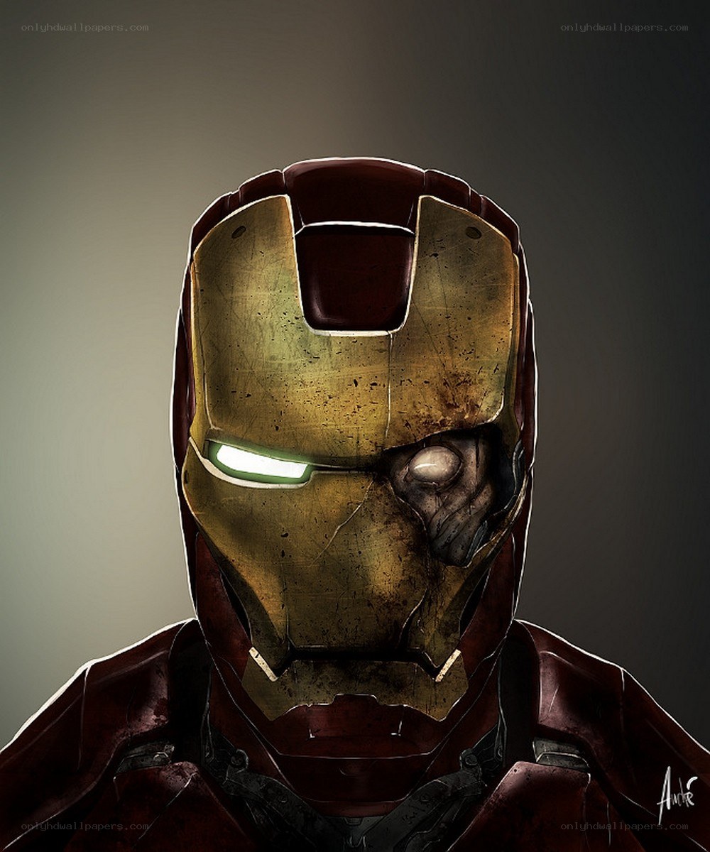 Damaged Iron Man helmet