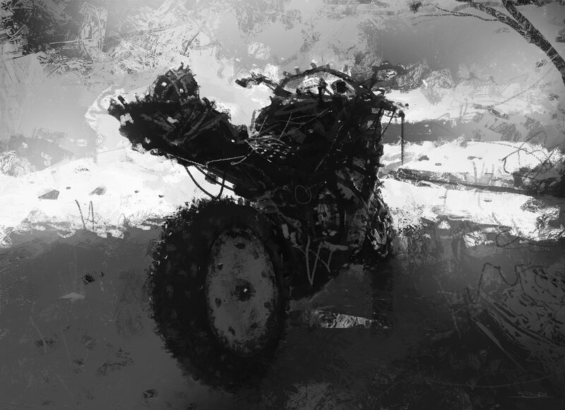 Damaged Motorcycle in Snow