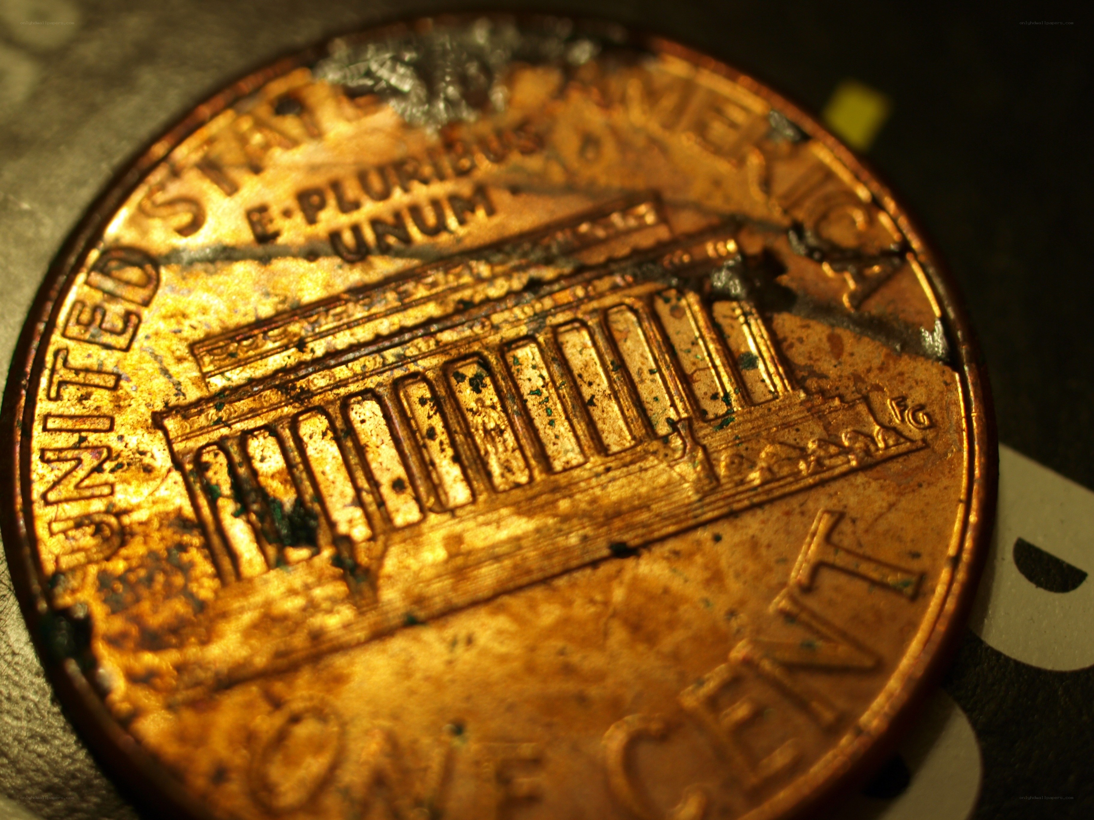damaged one-cent coin