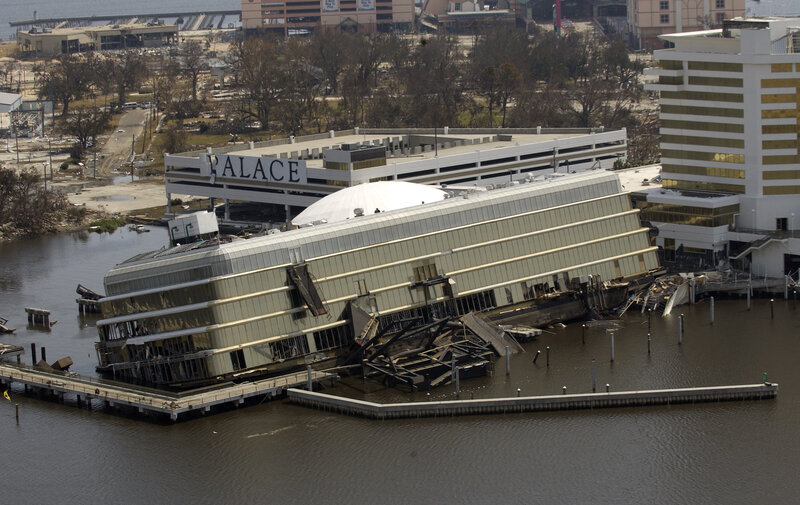 Damaged Palace Hotel after hurricane