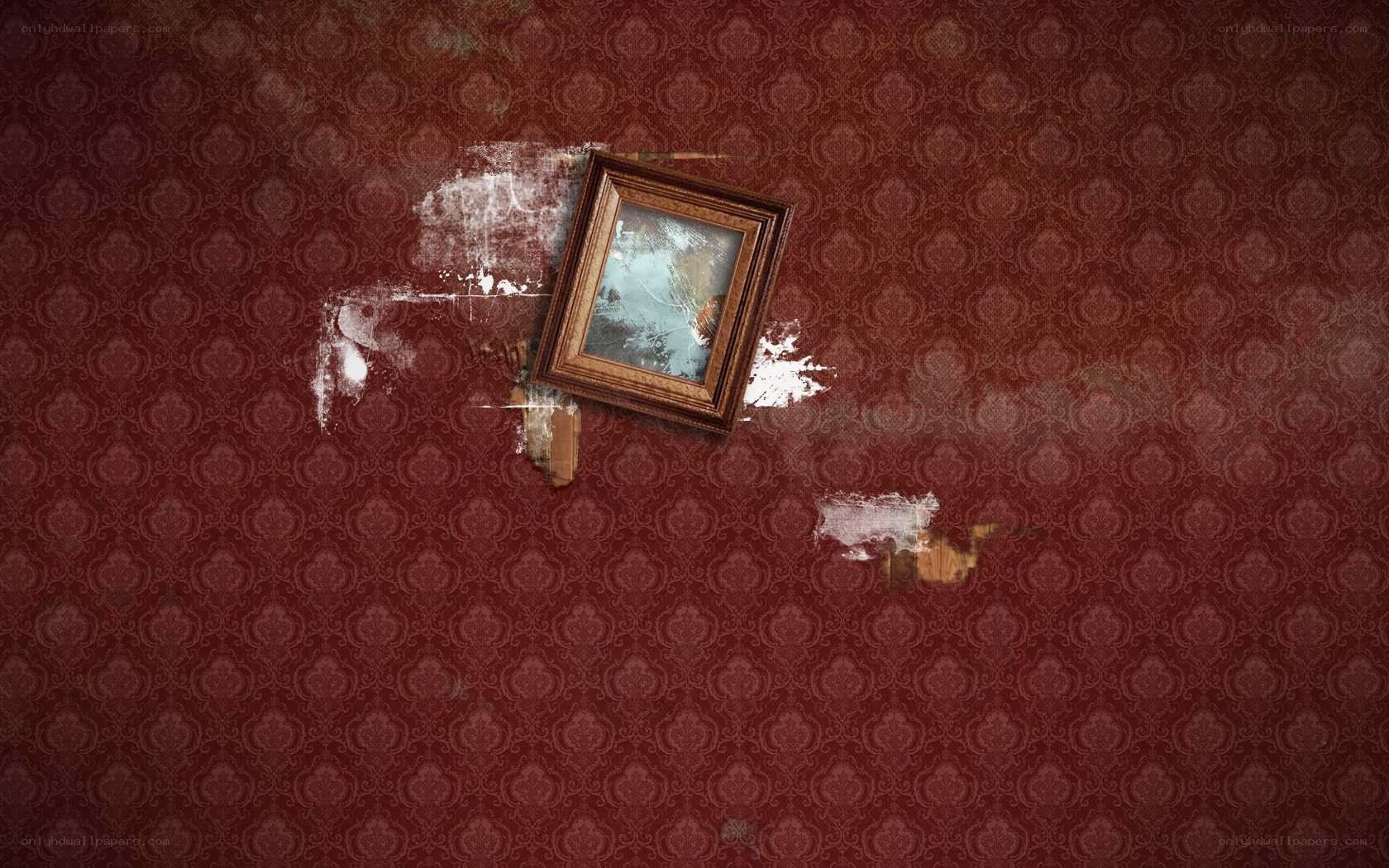 Damaged picture on a wall