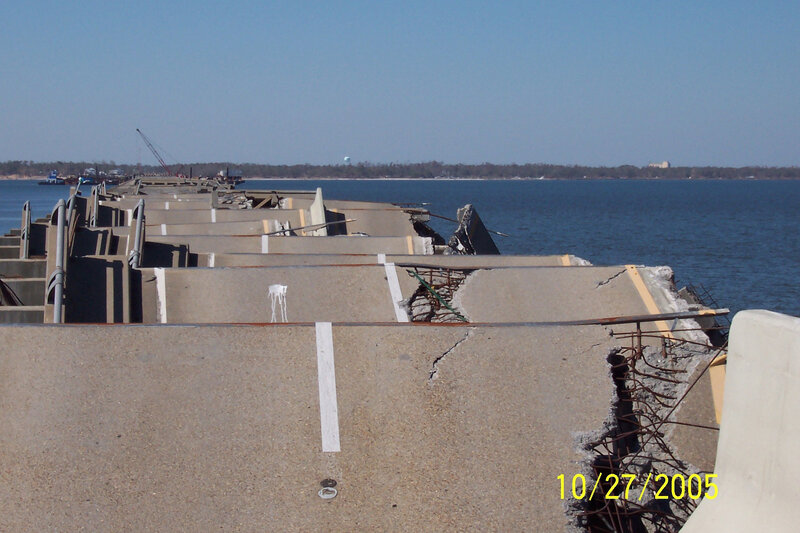 Damaged pier under construction