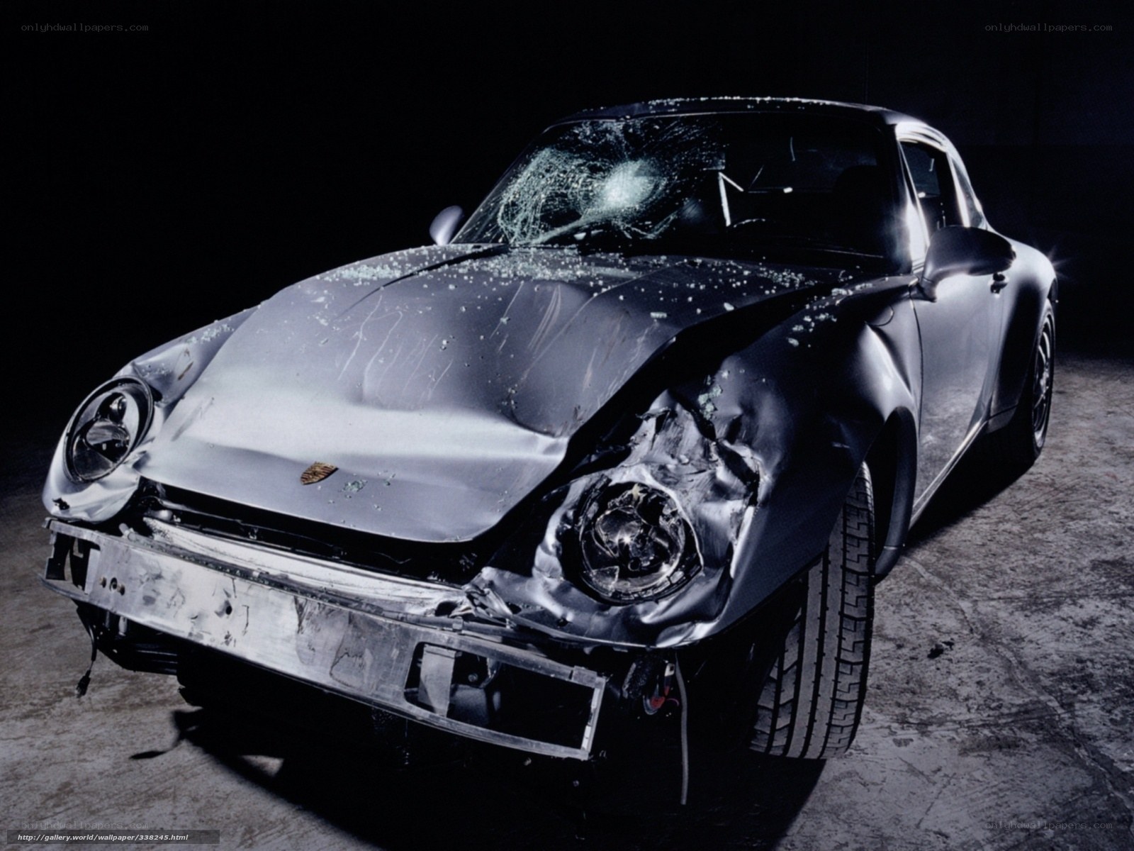 Damaged Porsche 911 car