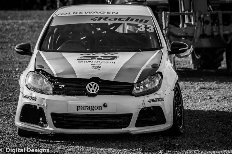 Damaged Race Car — Black, Dramatic, Photograph