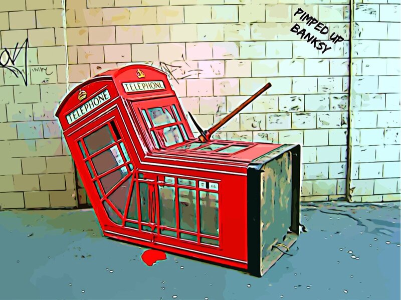 Damaged Red Phone Booth — Dramatic