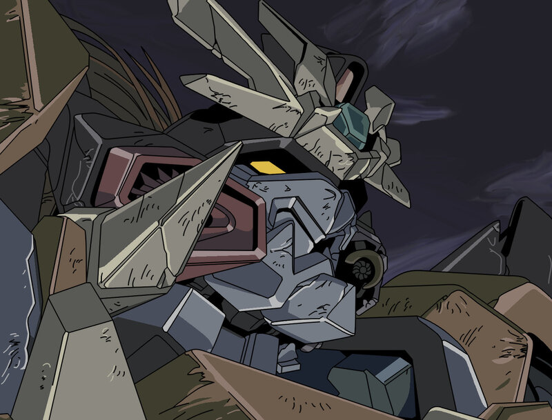 damaged robot in debris