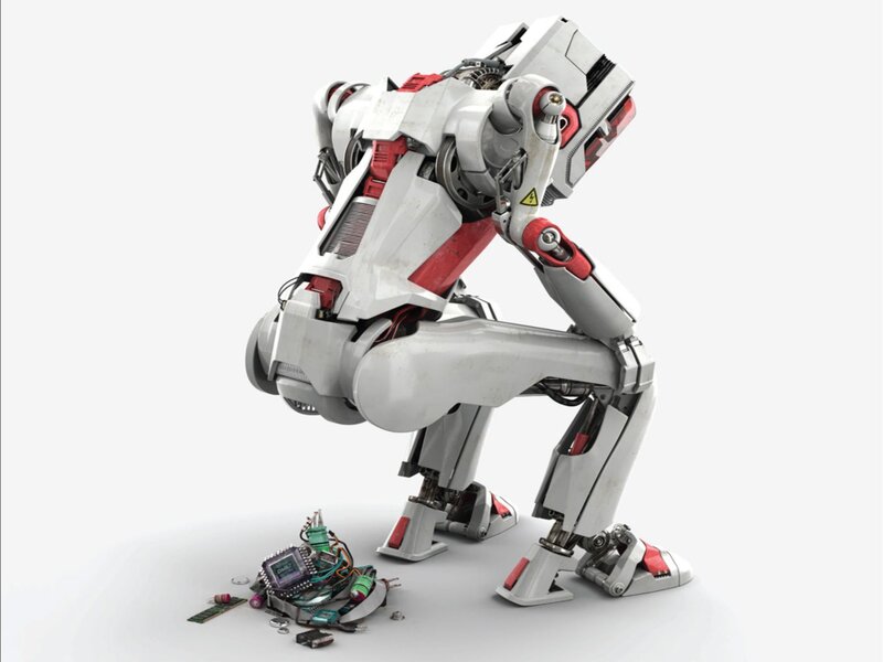 Damaged Robot Kneeling