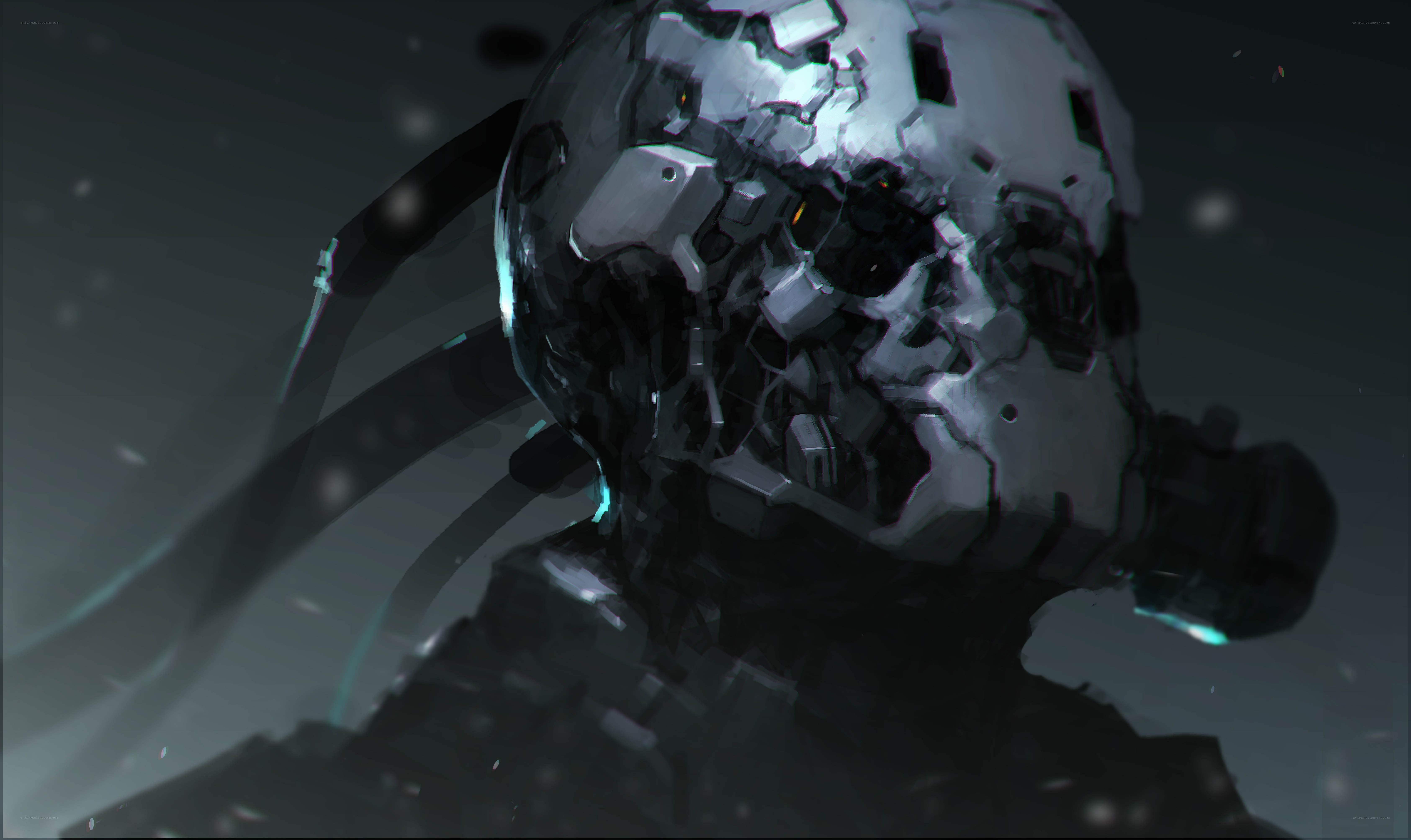 damaged robotic head