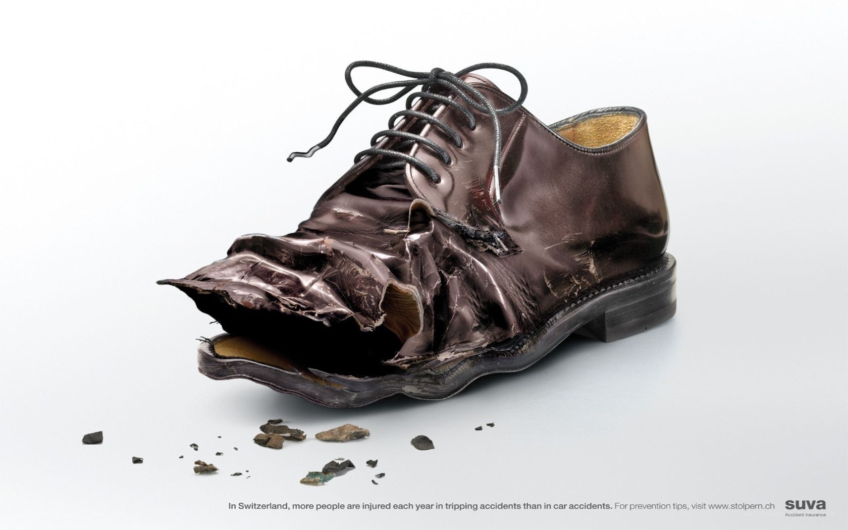 Damaged shoe from accident