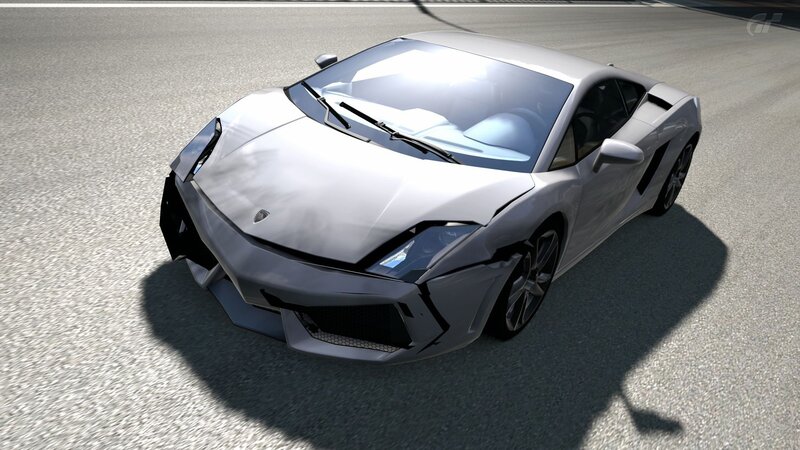 damaged silver sports car