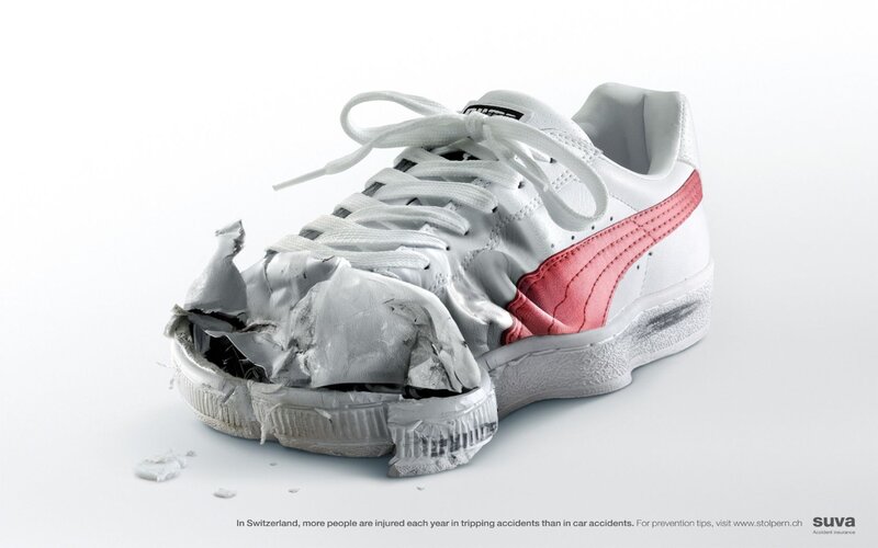 Damaged sneaker from accident