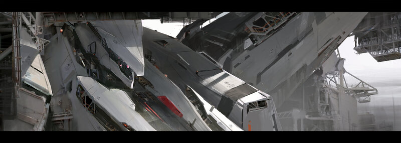 Damaged Spacecraft in Hangar