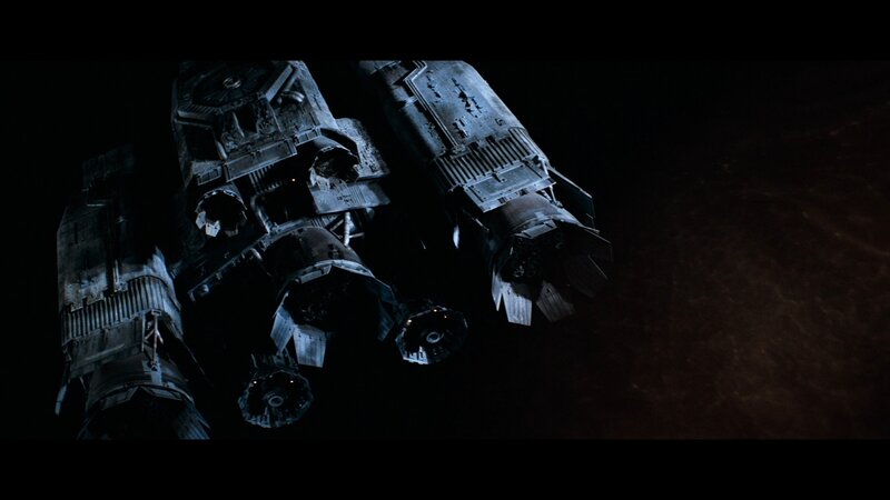 Damaged Spacecraft in Space — Black