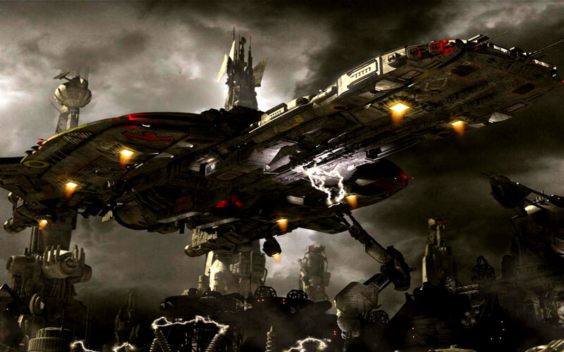 Damaged Spaceship in City