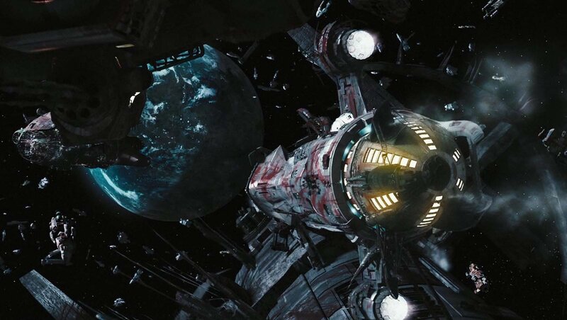 Damaged Spaceship in Orbit — Black