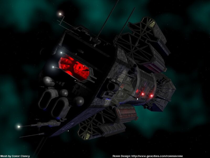 Damaged Spaceship in Space — Black, Dark