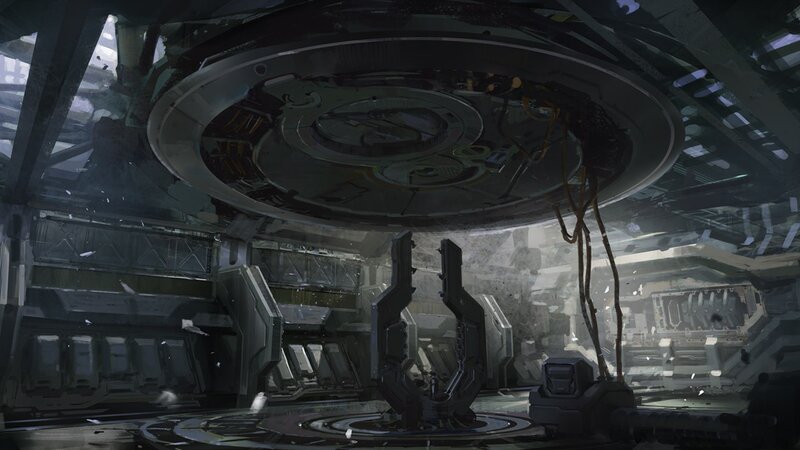 Damaged Spaceship Interior — Gray