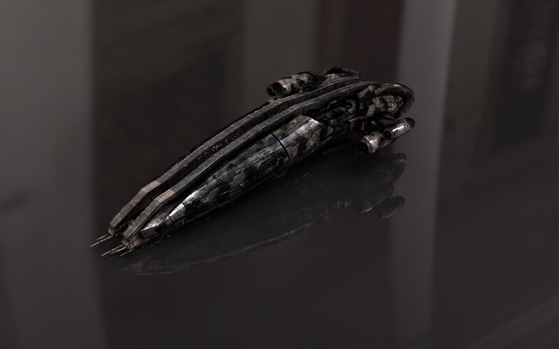 Damaged Spaceship Model — Black