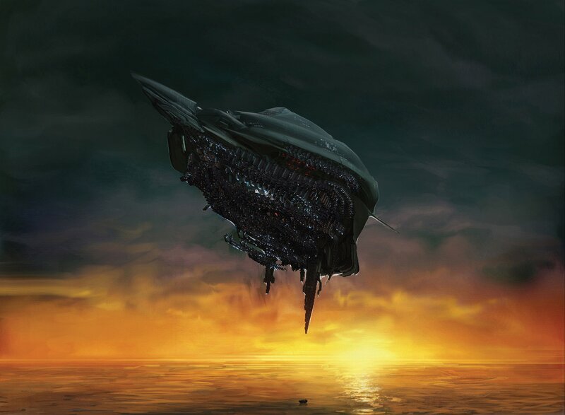 Damaged Spaceship — Orange, Dramatic
