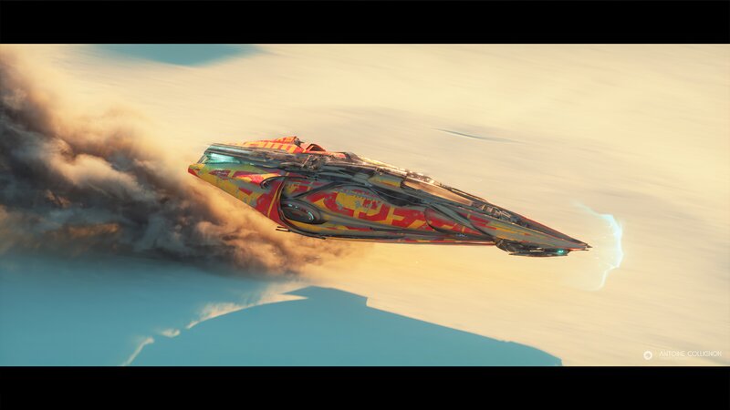 Damaged Spaceship — Yellow